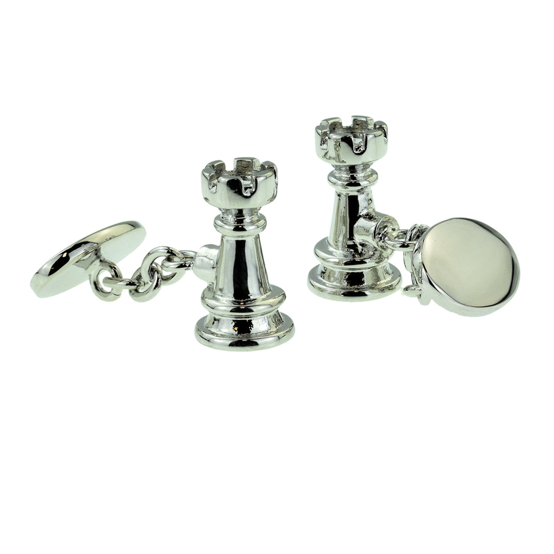 Castle / Rook Chess Piece Chain Cufflinks