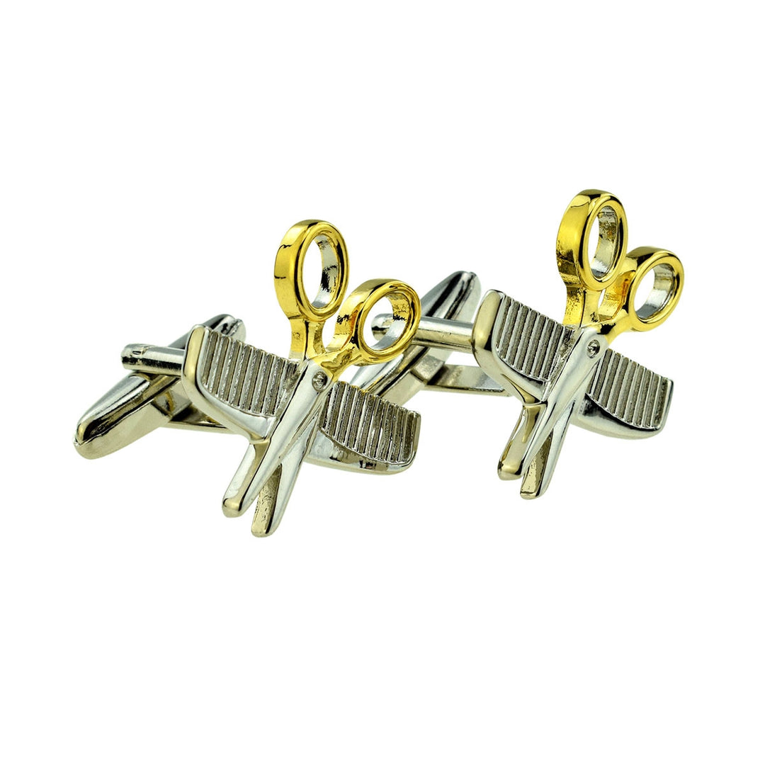 Comb and Gold Handled Scissors Cufflinks