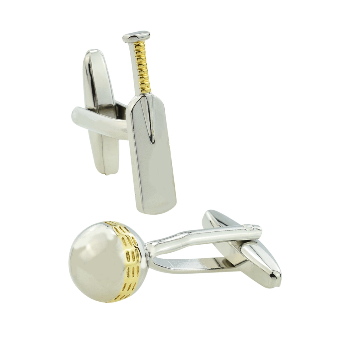 Cricket Ball and Bat Cufflinks - Two Tone Edition