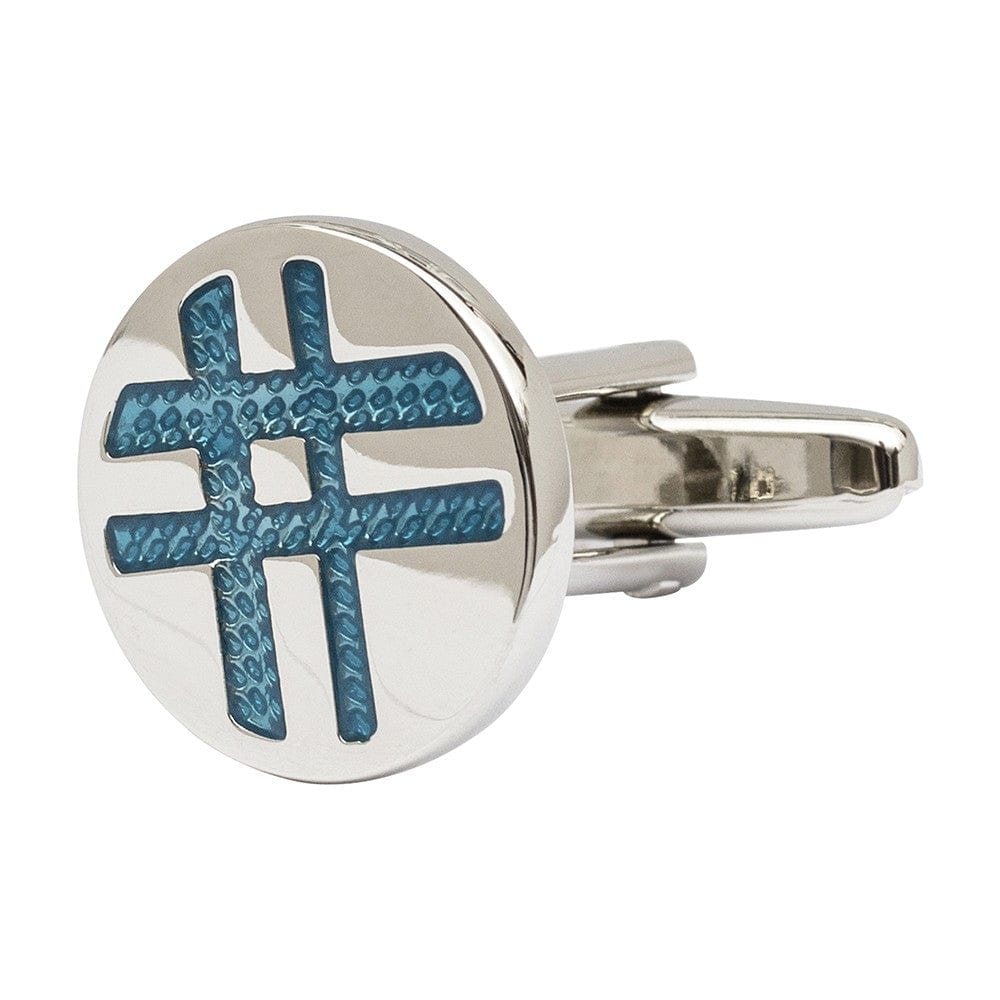 Cufflink Man Cufflinks Zeco Blue Cross Hatch Cufflinks