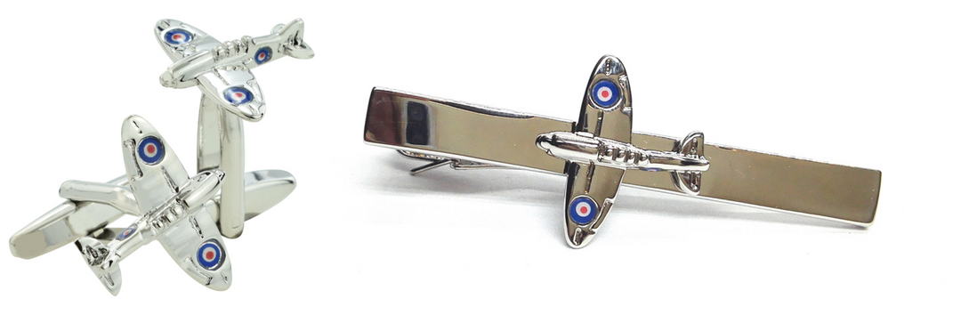 Spitfire Cufflinks and Tie Clip Gift Set | Military Aviation Cufflinks