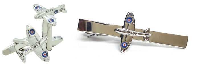 Spitfire Cufflinks and Tie Clip Gift Set | Military Aviation Cufflinks