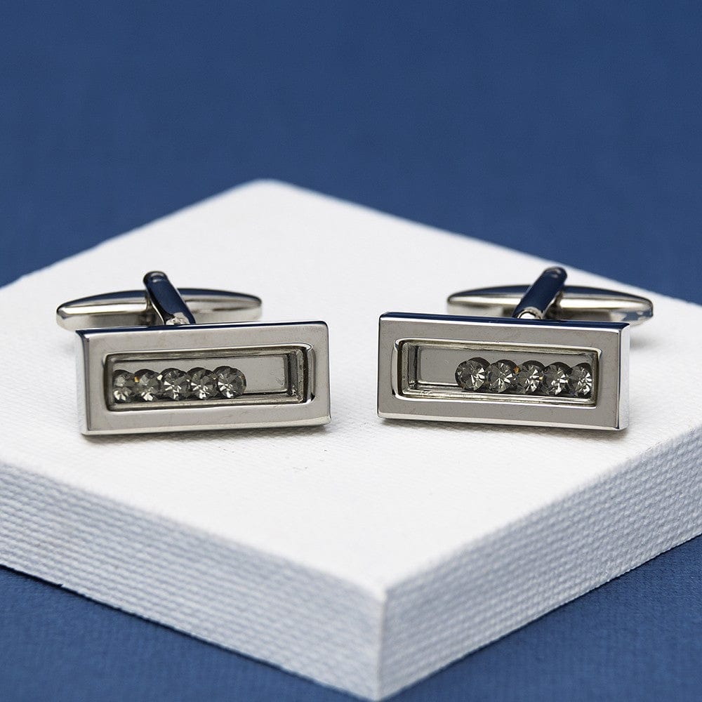 AERO Moving Crystal Cufflinks | Swarovski crystals inside a rhodium ...
