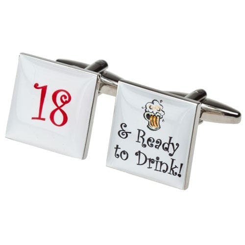 Cufflink Man Cufflinks 18th Birthday Cufflinks  - 18 and Ready to Drink Cufflinks