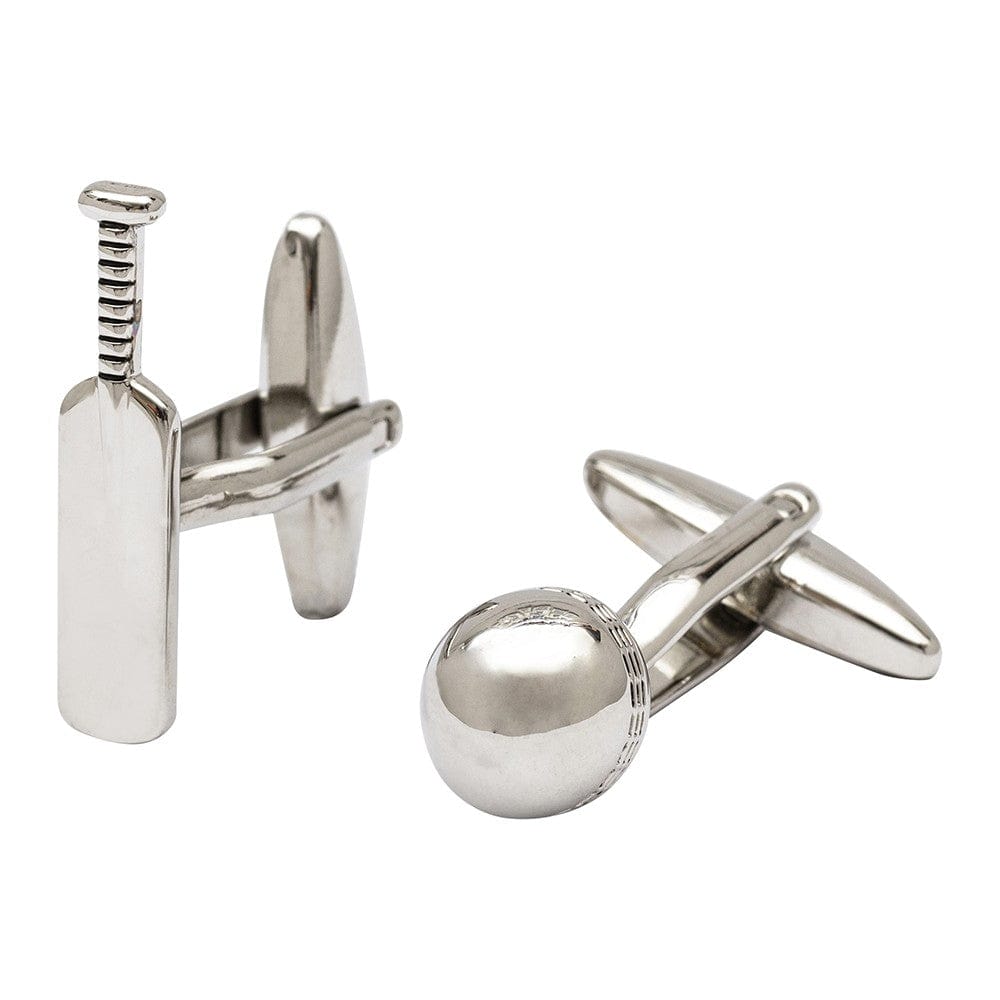 Cufflink Man Cufflinks Cricket Ball and Bat Cufflinks - Silver Edition