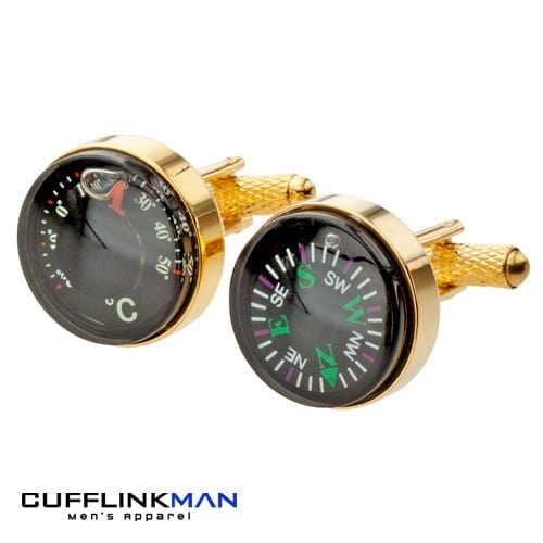 Gold Compass and Thermometer Cufflinks | Novelty Cufflinks | Watch ...