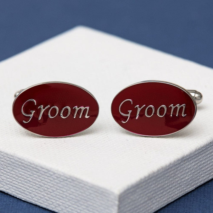Cufflink Man Cufflinks Groom Cufflinks Oval Red