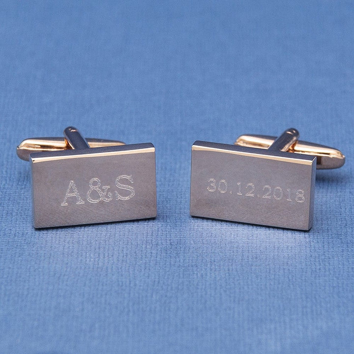 Cufflink Man Cufflinks - Personalised Engraved Initials & Date Cufflinks - Personalised Wedding Cufflinks
