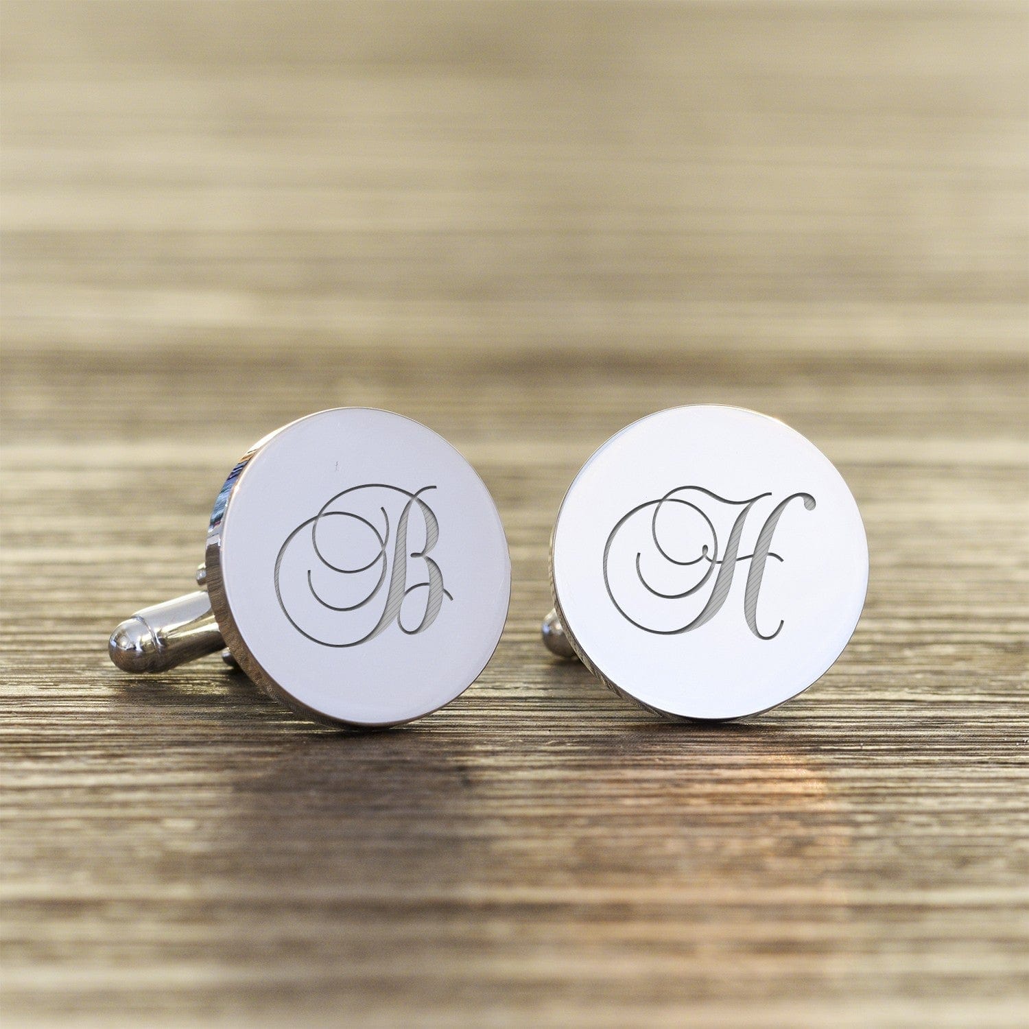 Engraved Script Initial Cufflinks