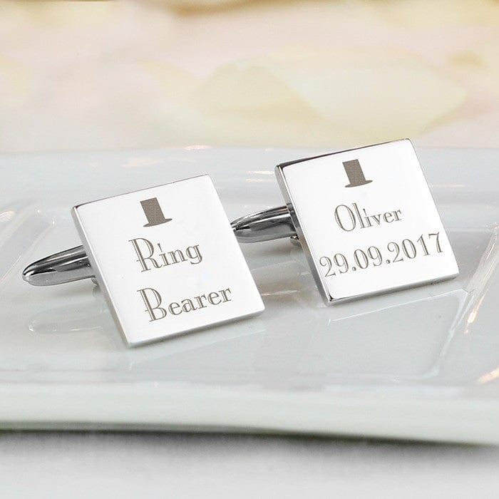 Cufflink Man Cufflinks - Personalised Engraved Top Hat Square Cufflinks - Personalised With Any Wedding Role