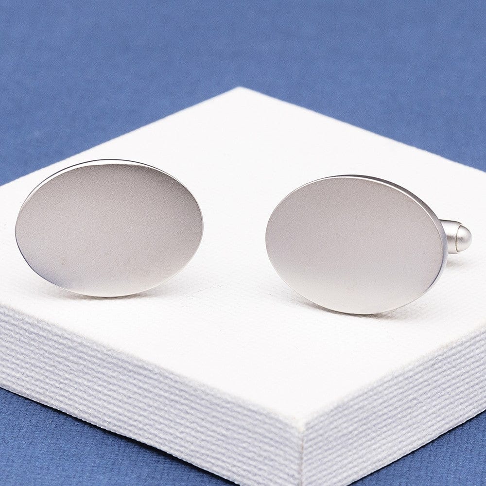 cufflink man Cufflinks - Personalised Oval Cufflinks Personalised - Brushed Finish