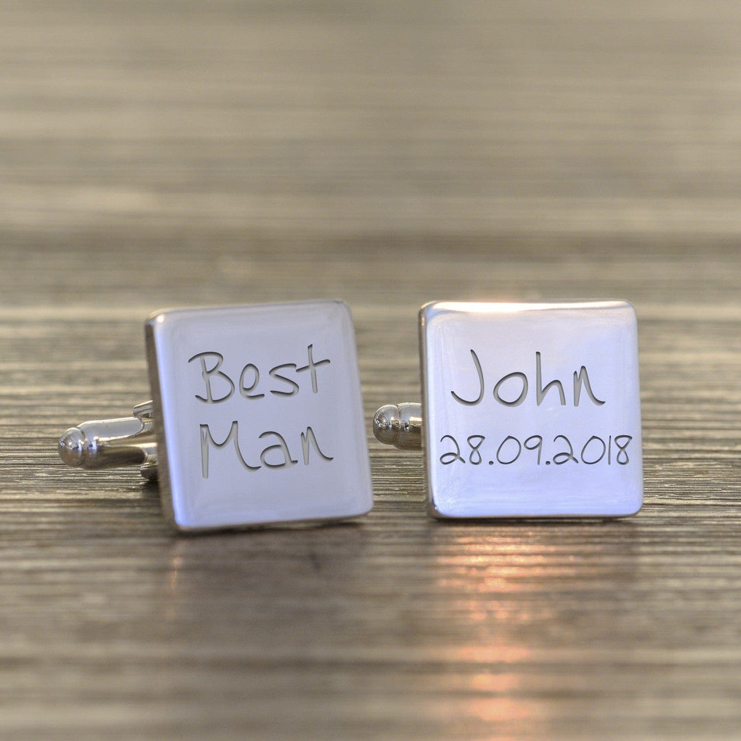 Cufflink Man Cufflinks - Personalised Personalised Best Man Engraved Wedding Cufflinks