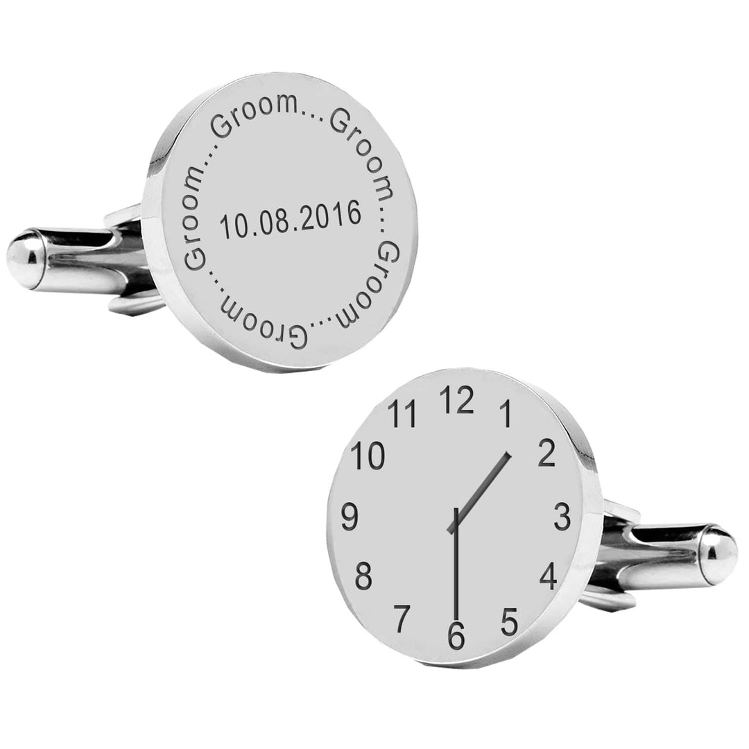 Cufflink Man Cufflinks - Personalised Personalised Engraved Grooms Cufflinks With Date & Time