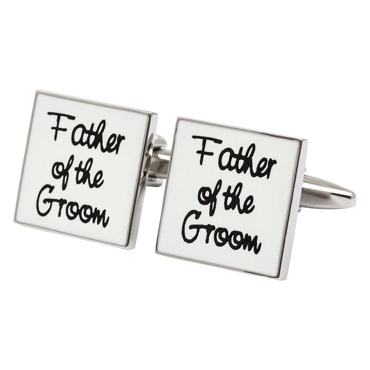 Cufflink Man Cufflinks Square White - Father of the Groom Cufflinks