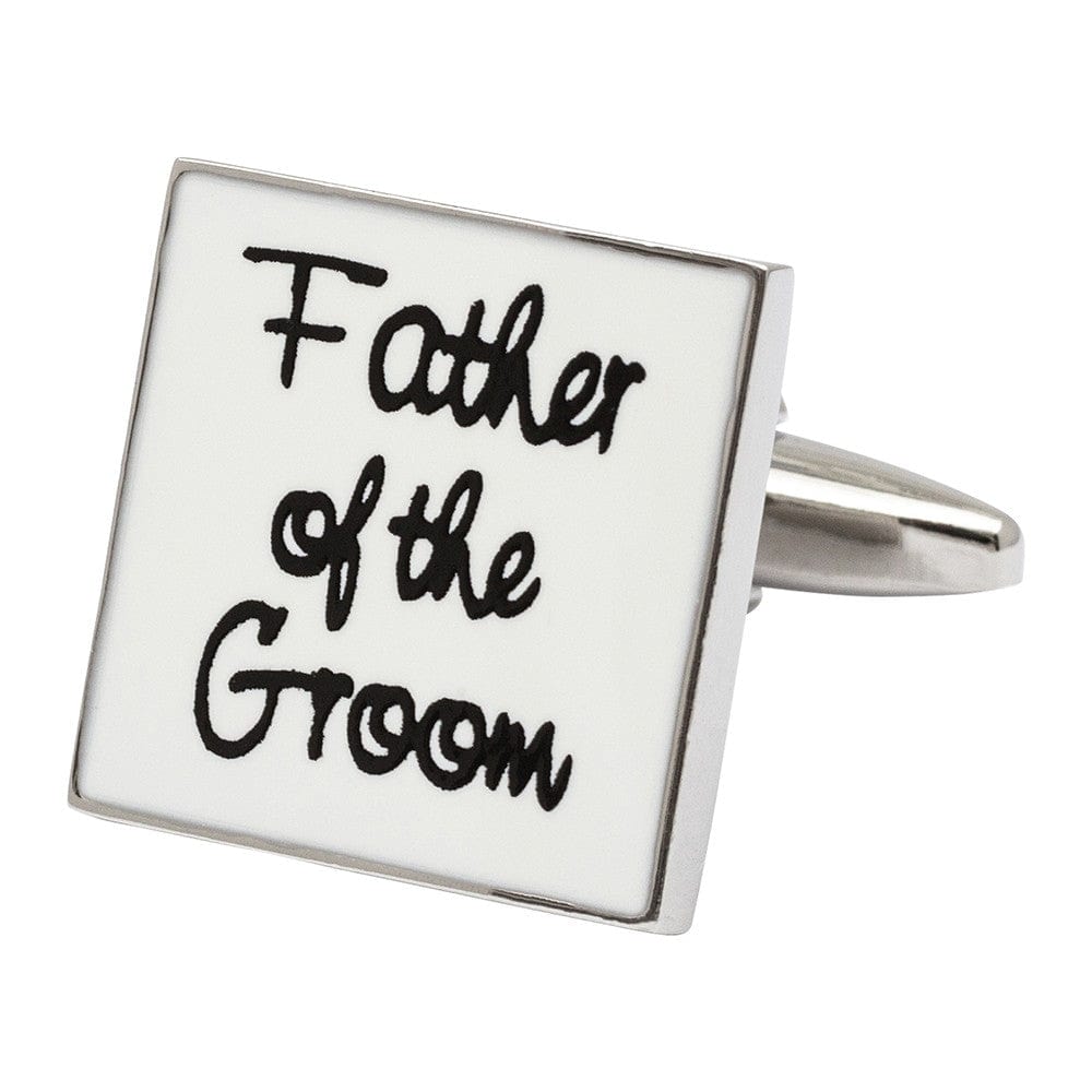 Cufflink Man Cufflinks Square White - Father of the Groom Cufflinks