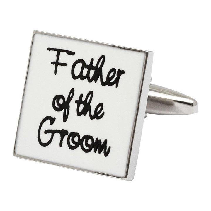 Cufflink Man Cufflinks Square White - Father of the Groom Cufflinks