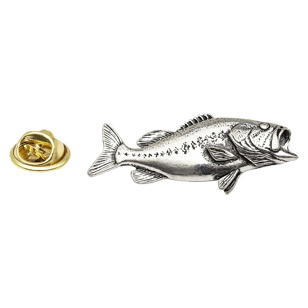 Bass Fish Pewter Lapel Pin Badge