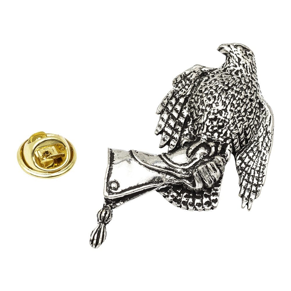 Matter Hawk Pin Hawk on Glove Pewter Lapel Pin Badge