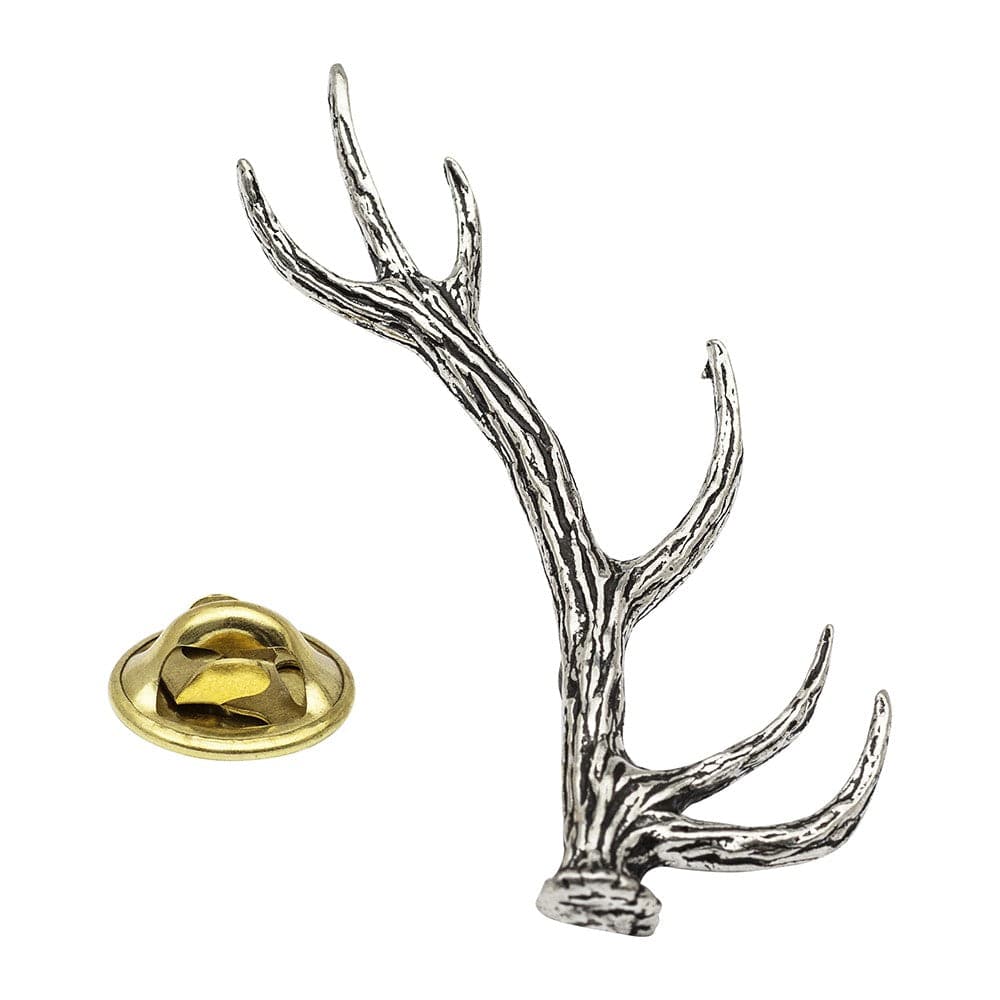 Red Deer Stag Antler Pewter Pin Brooch – Handcrafted Hunting Badge In Gift Box