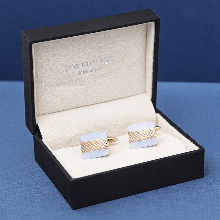 Jos Von Arx Cufflinks Rose Gold and Blue Cufflinks
